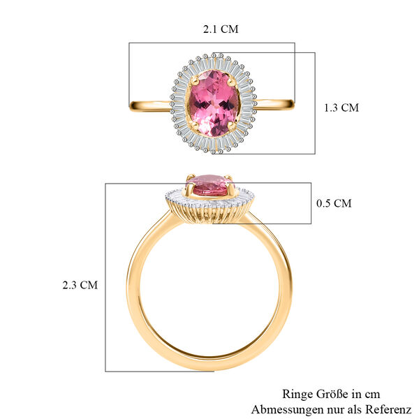 AAA rosa Calabar Turmalin und Diamant Ring in 585 Gelbgold - 1,39 ct. image number 5