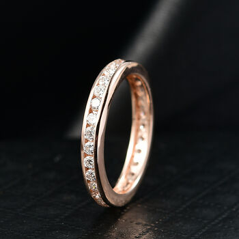 LUXURIANT SGL zertifizierter VS-EF Labor Diamant Ring, 925 Silber 750 Ros&eacute;gold Vermeil - 0,99 ct.