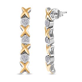 GP Amore Kollektion - Moissanit, Kanchanaburi Blauer Saphir Ohrringe 925 Silber Rhodiniert und 750 Gelbgold Vermeil ca. 1.53 ct