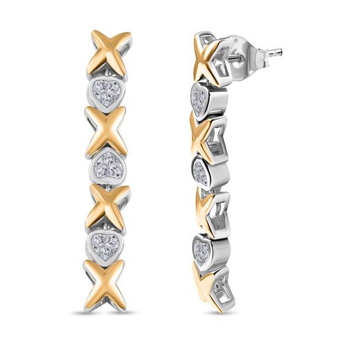 GP Amore Kollektion - Moissanit, Kanchanaburi Blauer Saphir Ohrringe 925 Silber Rhodiniert und 750 Gelbgold Vermeil ca. 1.53 ct image number 0