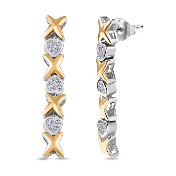 GP Amore Kollektion - Moissanit, Kanchanaburi Blauer Saphir Ohrringe 925 Silber Rhodiniert und 750 Gelbgold Vermeil ca. 1.53 ct image number 0