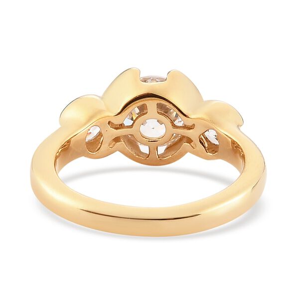 LUSTRO STELLA Hergestellt mit ZIRKONIA 3 Stein Ring 925 Silber 585 Vergoldet (Gr&ouml;&szlig;e 16.00) ca. 3,21 ct image number 5