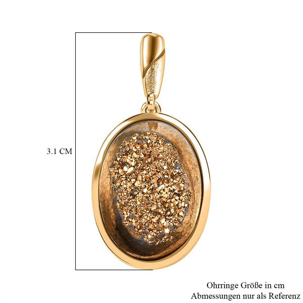 Goldene Drusy Quarz Ohrringe Messing ca. 18.90 ct image number 6
