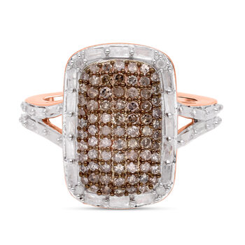 Nat&uuml;rlicher Champagner und wei&szlig;er Diamant-Ring - 1 ct.