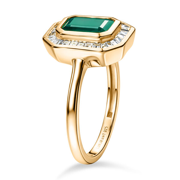 LUXURIANT - AA Socoto Smaragd, Lab Grown Diamant Ring 925 Silber 750 Gelbgold Vermeil (Gr&ouml;&szlig;e 20.00) ca. 1,88 ct image number 4