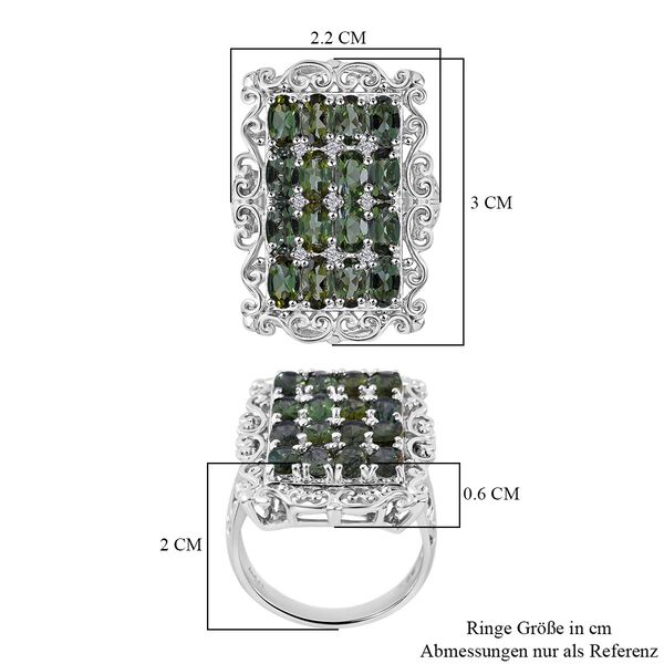 Gr&uuml;ner Turmalin und Zirkon-Ring - 3,70 ct. image number 4