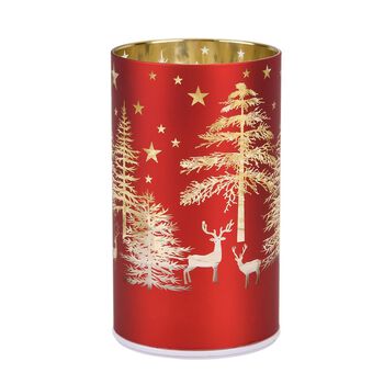 Wintertraum-Kollektion - LED-Tischlampe mit Drehfunktion, Rentier- und Tannenbaum-Motiv, Rot