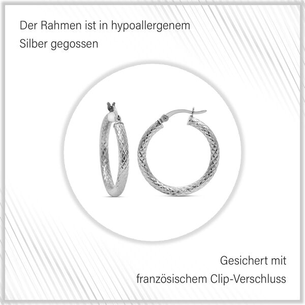Infinity Creolen mit Diamantschliff-Muster in Silber image number 6