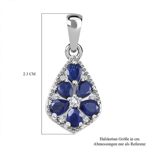 Masoala Saphir (Fissure gef&uuml;llt) und wei&szlig;er Zirkon-Anh&auml;nger, 925 Silber platiniert ca. 1.54 ct image number 6