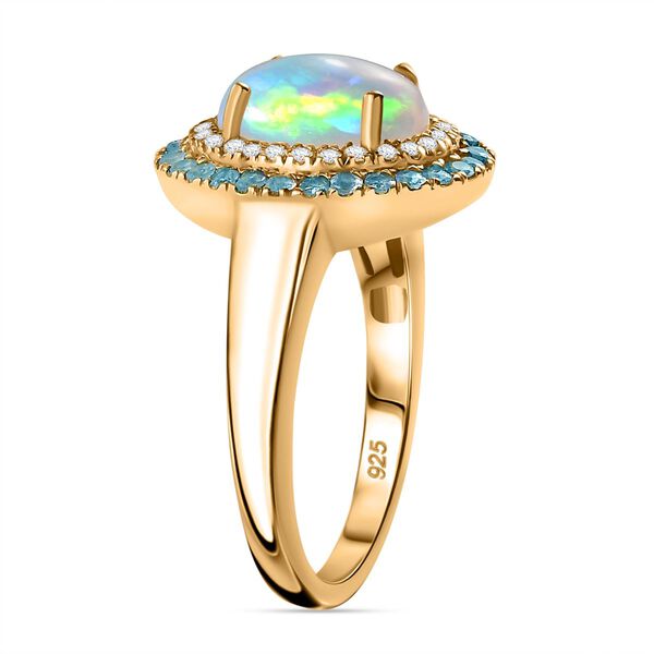 AA Natürlicher, äthiopischer Welo Opal, Paraiba-Apatit und Moissanit-Ring - 3,01 ct. image number 6