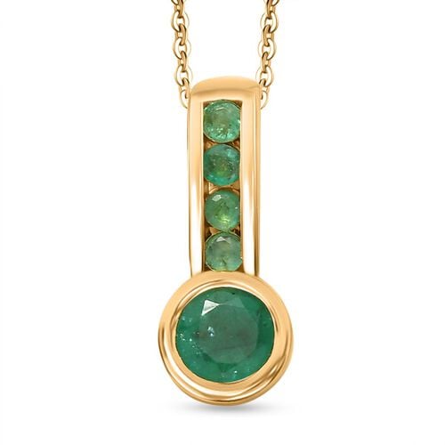 D’joy Kagem Sambischer Smaragd Schmuckset 925 Silber 750 Gelbgold Vermeil ca. 0,60 ct. image number 0
