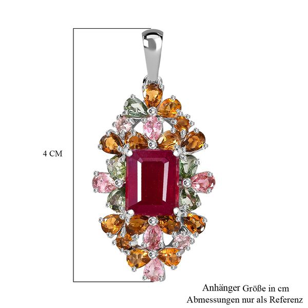 Afrikanischer Rubin (Fissure gefüllt), Mehrfarbig-Turmalin Anhänger 925 Silber rhodiniert ca. 8.73 ct image number 6