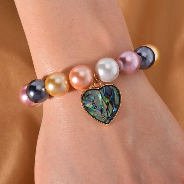 Mehrfarbiges Muschelkernperlen und Abalone Muschel Armband, 17-19 cm - 198 ct. image number 2
