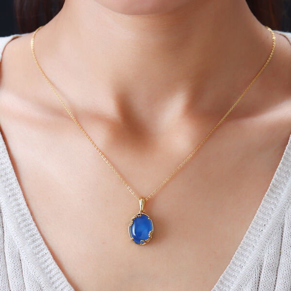 Blauer Onyx Anh&auml;nger 950 Kupfer Ionenbeschichtetes Gold Platin ca. 9,28 ct image number 2