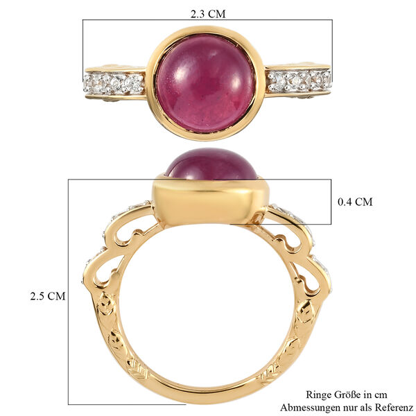 Afrikanischer Rubin (Fissure gef&uuml;llt) und Zirkon Ring 925 Silber vergoldet image number 7