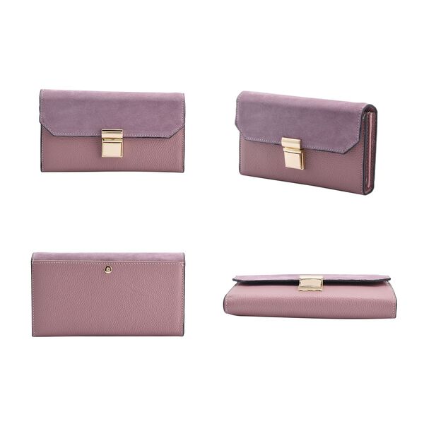 100% Echtleder Clutch mit RFID Schutz, Rosa image number 11