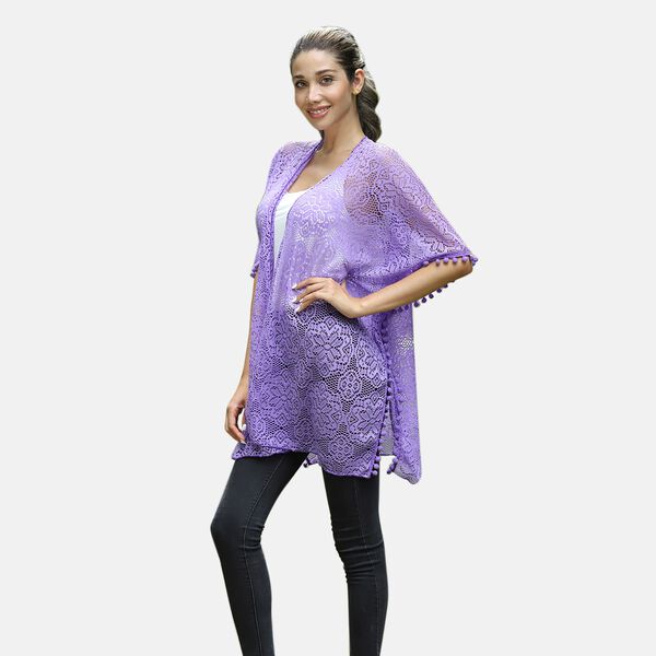 Kimono aus Spitze, Einheitsgr&ouml;&szlig;e Lila image number 2
