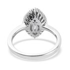 Tansanit und Diamant Halo Ring 925 Silber Platin-Überzug image number 5