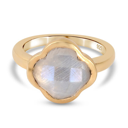 Premium Regenbogen Mondstein Ring 925 Silber vergoldet  ca. 4,58 ct