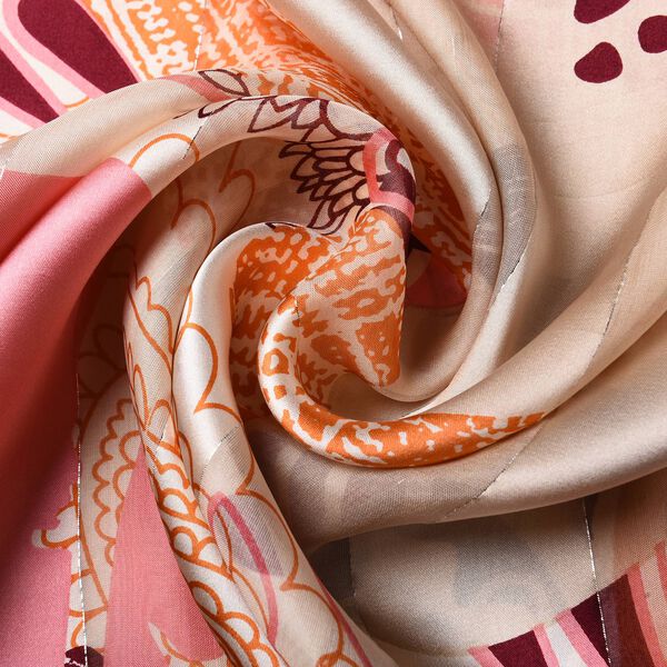 LA MAREY: Bedruckter Schal aus 100% Maulbeerseide, inkl. Geschenkbox, W&uuml;stenfarben image number 5