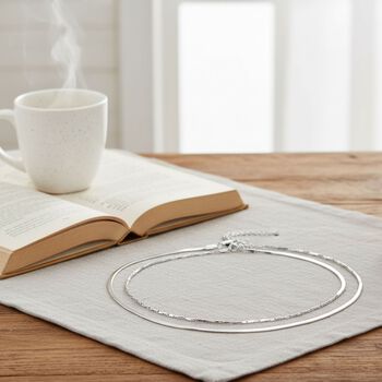 2er-Set Halsketten in Silberton, 50+5cm