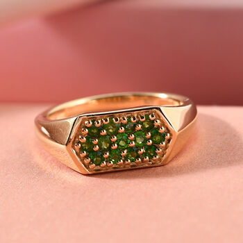 Nat&uuml;rlicher Chromdiopsid Ring 925 Silber vergoldet  ca. 0,68 ct