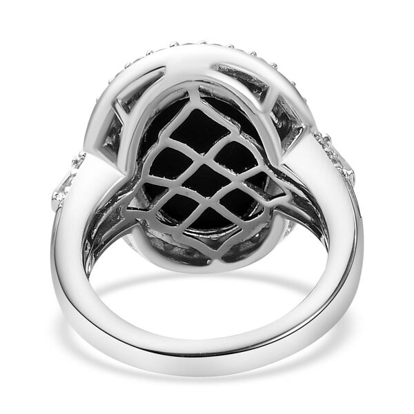 Kanadischer Ammolit und Zirkon-Halo-Ring in Silber image number 7