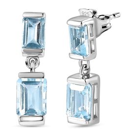 Himmelblauer Topas Ohrringe 925 Silber rhodiniert ca. 3.88 ct