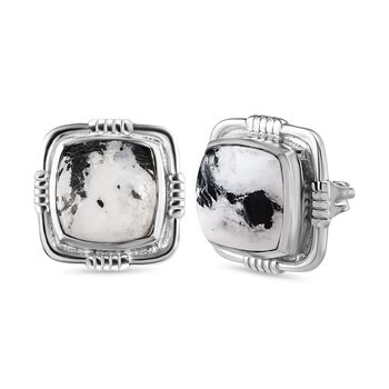 Wei&szlig;er B&uuml;ffel Ohrringe, 925 Silber platiniert ca. 4.68 ct