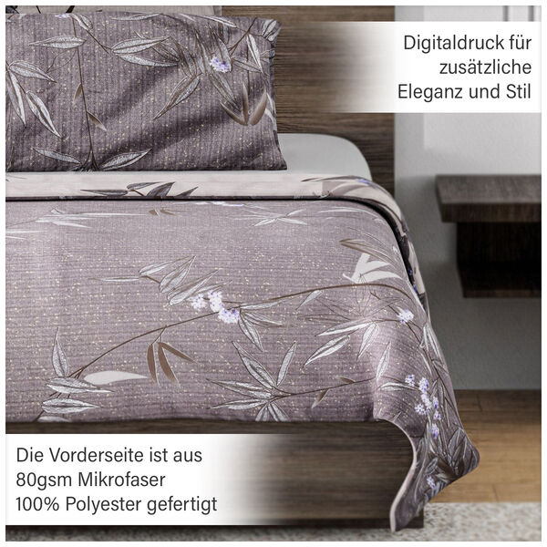 6-teiliges Set: antibakterielle, antiallergische Mikrofaser-Bettwäsche, Beige-Grau image number 12