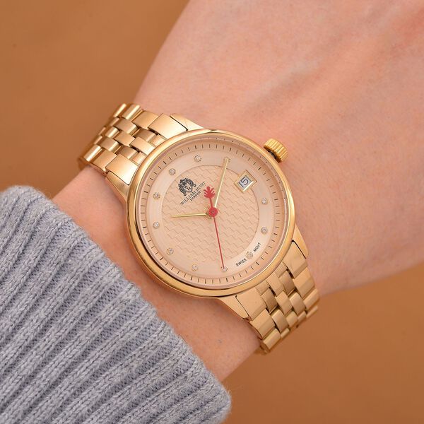 William Hunt – Schweizer Uhrwerk, Saphirglas, Weißer Zirkonia, Edelstahlarmband 19 cm, Rosé-Bicolor image number 2