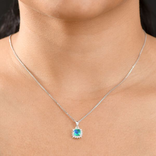 Pfau Triplett Quarz und Zirkon Anh&auml;nger in 925 Silber - 1,44 ct. image number 3