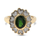 Natürlicher Chromdiopsid und Zirkon Ring 925 Silber vergoldet (Größe 17.00) ca. 1,53 ct