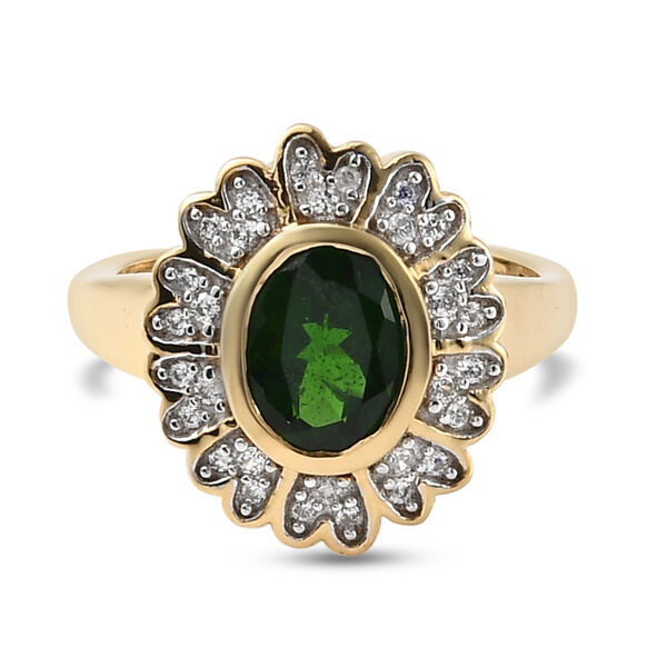 Nat&uuml;rlicher Chromdiopsid und Zirkon-Ring - 1,53 ct.