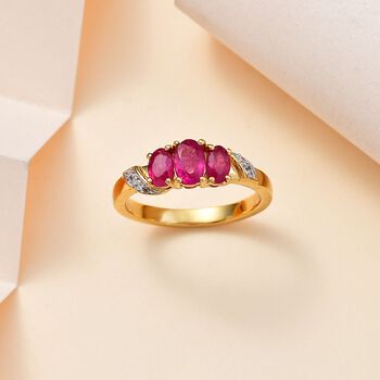 Afrikanischer Rubin (Fissure gef&uuml;llt) Ring 925 Silber 750 Gelbgold Vermeil (Gr&ouml;&szlig;e 21.00) ca. 1,42 ct