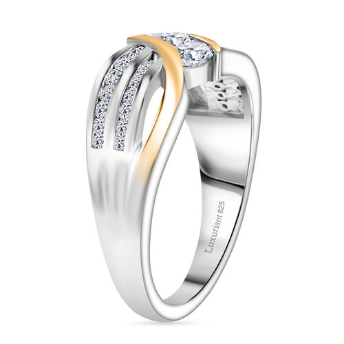 Lab Grown Diamant SI Ring 925 Silber Rhodiniert und 750 Gelbgold Vermeil (Größe 17.00) ca. 0,76 ct image number 4