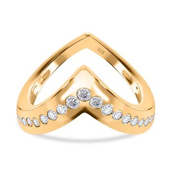 Moissanit Ring 925 Silber Gelbgold Vermeil (Gr&ouml;&szlig;e 18.00) ca. 0,55 ct