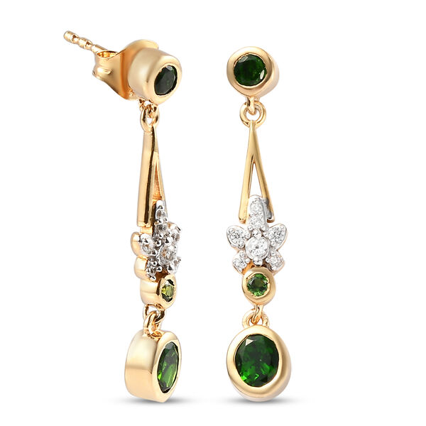 Nat&uuml;rlicher Chromdiopsid Ohrh&auml;nger 925 Silber vergoldet ca. 1,98 ct&nbsp; image number 4