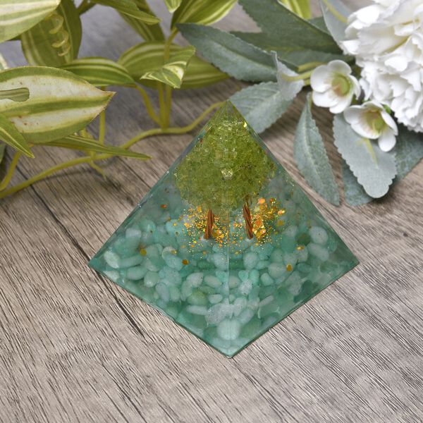 Edelstein Pyramide mit Rosenquarz und Quarz Lebensbaum, koralle image number 2