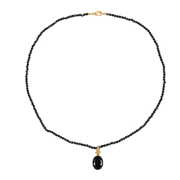 EverTrue AA schwarzer Glasachat Anh&auml;nger mit 50cm schwarze Spinell Kette - 51 ct. image number 3