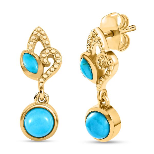 Amerikanische, natürliche Sleeping Beauty Türkis Ohrringe 925 Silber vergoldet ca. 1.18 ct image number 0
