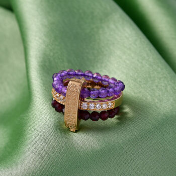 EverTrue Zirkonia, roter Granat und afrikanischer Amethyst Ring