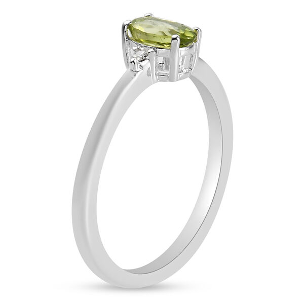 Nat&uuml;rlicher Peridot und Wei&szlig;er Simulierter Diamant Ring 925 Silber  ca. 0,53 ct image number 5