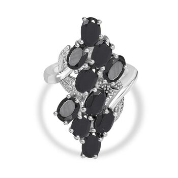 Schwarzer Spinell Ring Edelstahl (Gr&ouml;&szlig;e 16.00) ca. 6,06 ct