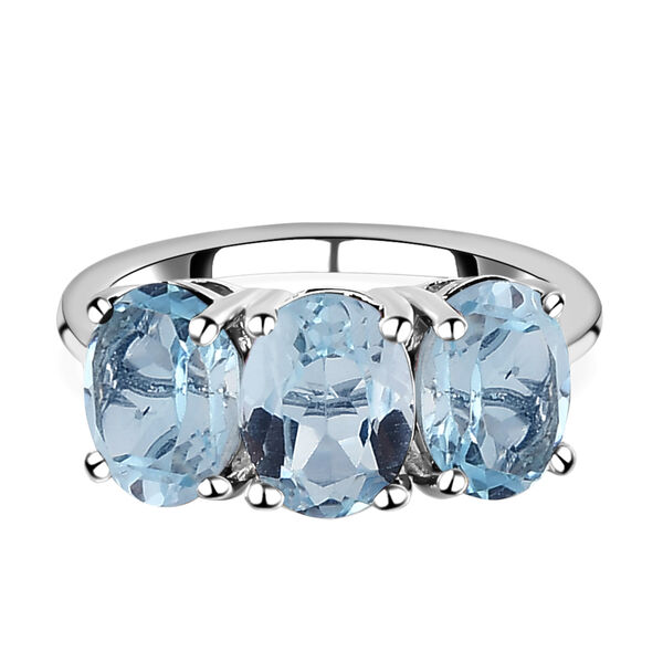 2er-Set himmelblauer Topas-Ring und Anhänger, 925 Silber platiniert, ca. 6,38 ct image number 4