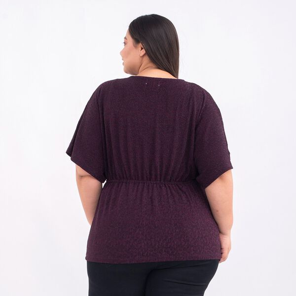 TAMSY Designer glitzer Tunika Bluse, One Size, Dunkelrot image number 2