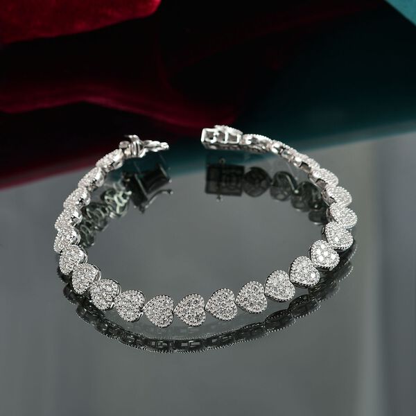 LUXURIANT SGL zertifiziertes SI-GH Labor Diamant 19cm Armband, 925 Silber rhodiniert - 4 ct. image number 2