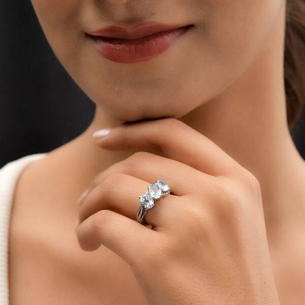 Himmelblauer Topas-Ring, (Gr&ouml;&szlig;e 16.00) Edelstahl, ca. 2,74 ct image number 3