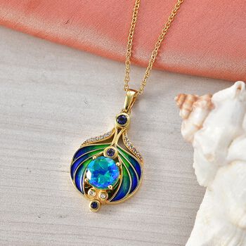 EVER TRUE Pfau Quarz Triplette, Iolit Schmuckset ca. 50 cm ca. 3,47 ct.