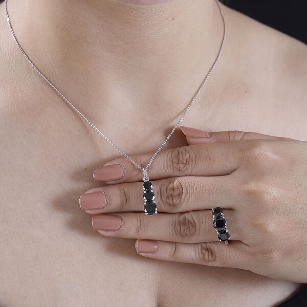 2er Set - Elite Shungit Ring und Anhänger, 925 Silber rhodiniert (Größe 19.00), ca. 3.90 ct image number 2